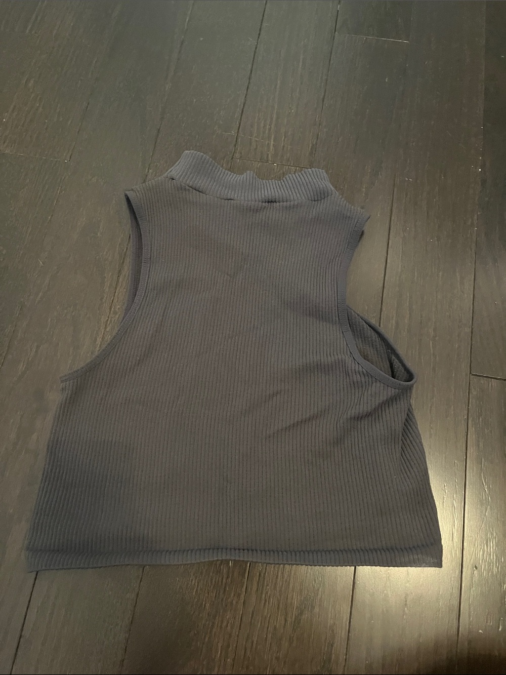 Zara Ribbed Sleeveless Mock Neck Crop Top - Black